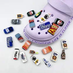 Factory direct sales new style custom logo wholesale PVC new decor shoes buckle beer croc charm footwear accessories