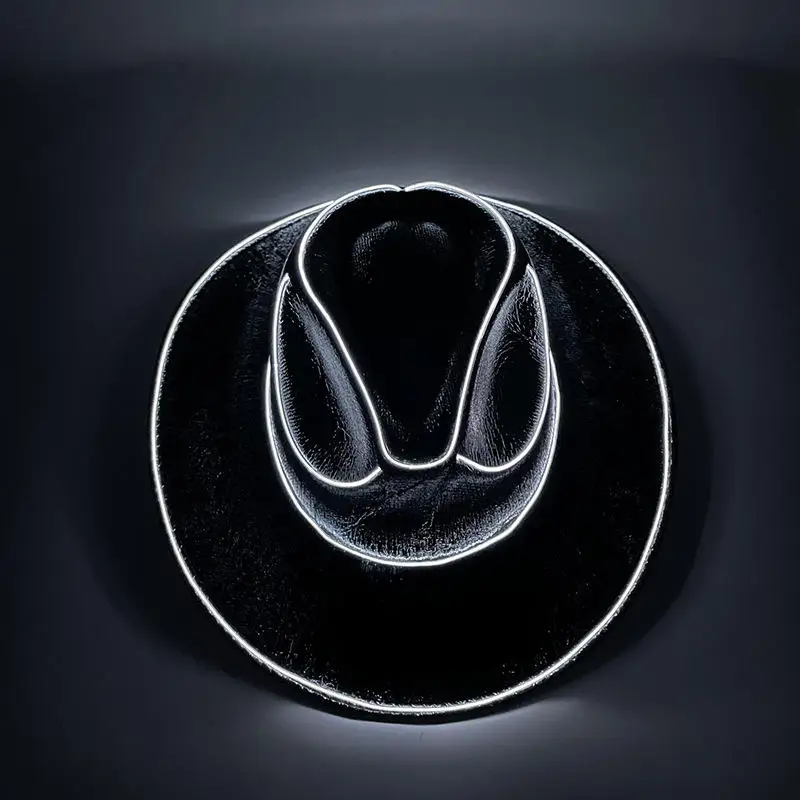 In Stock Halloween Christmas Party Color Flashing Hat Adult Wireless Edc Cosplay Costume Led Light Up Cowboy Cowgirl Hat