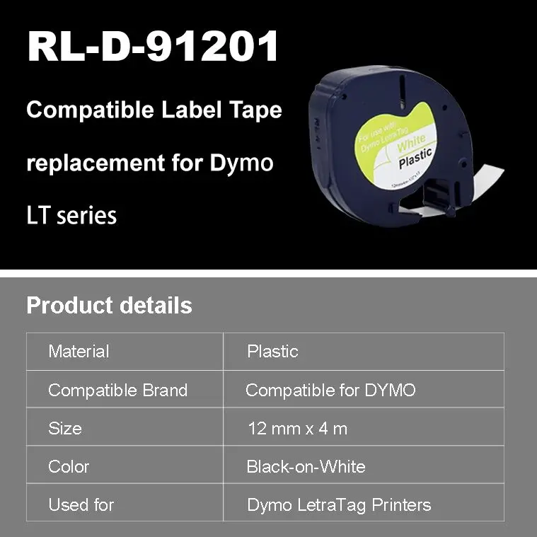 Лента 12 мм * 4 м LT-91200 лента LT 91201 LT91202 Dymo для этикеток dymo Letratag