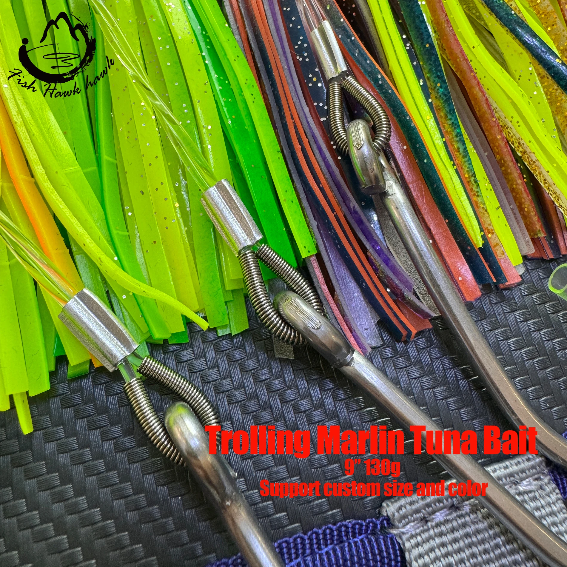 9inches/130g Trolling lure marlin tuna mahi dolphin durado wahoo shark Skirts big game leader fishing rigs deep sea fishing Lure