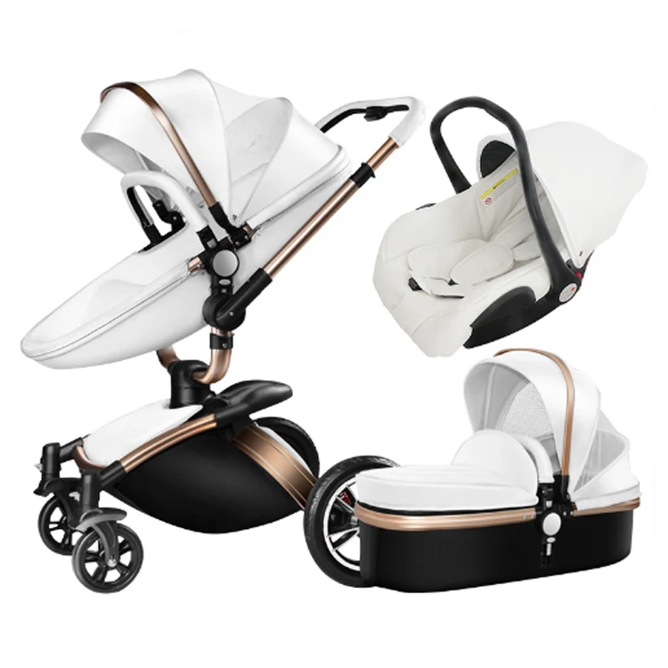 360 Degree Rotation Plus sunroof Black Four Wheel Luxury 3 in 1 Folding Baby Stroller