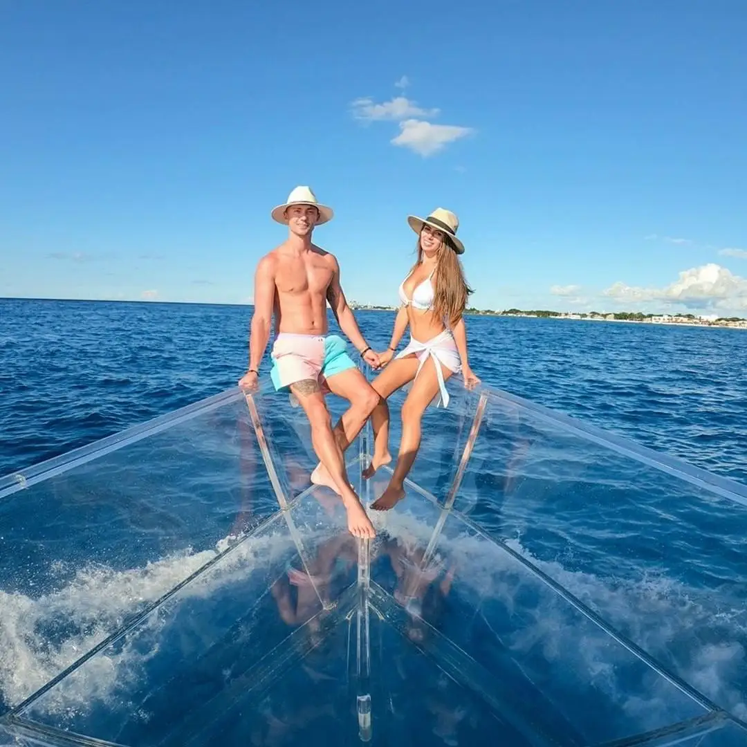 15 person crystal passenger boat transparent clear boat with engine motor
