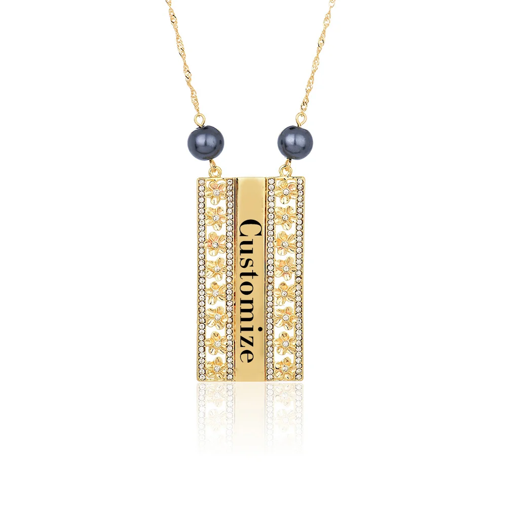
SophiaXuan Custom Personalized Pearl Rhinestone Golden Zinc Alloy Women Hawaiian Necklace 