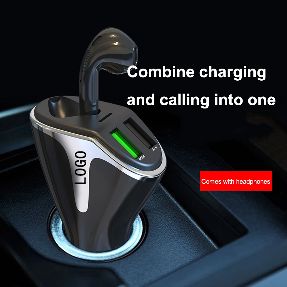 Factory Price Customization Wholesale QC 3.0 Dual USB Car Charger With Wireless Earphones