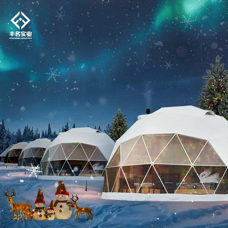 Christmas house geodesic dome tent 6m 8m 5m winter waterproof snow defence glamping tents with bathroom