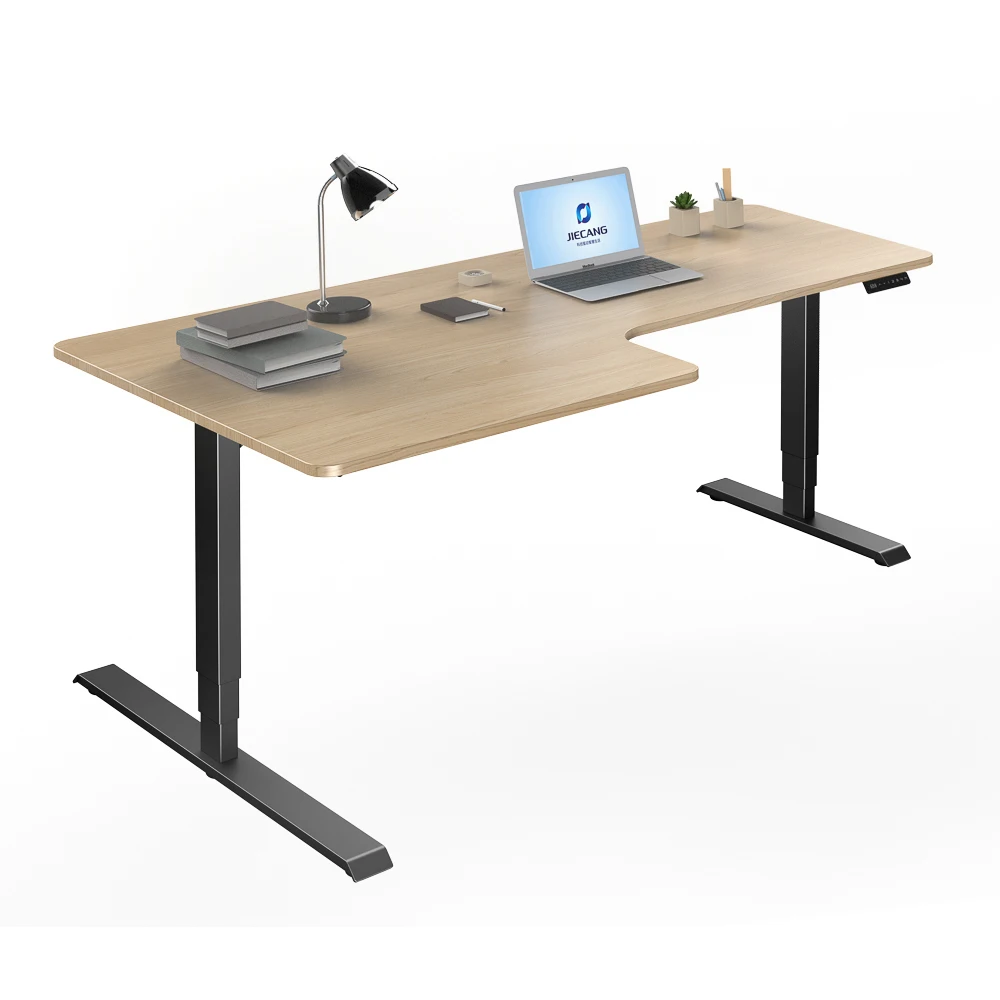 JIECANG Modern Office Staff Workstation Electric Two Legs Corner L Shape Electric Standing Desk
