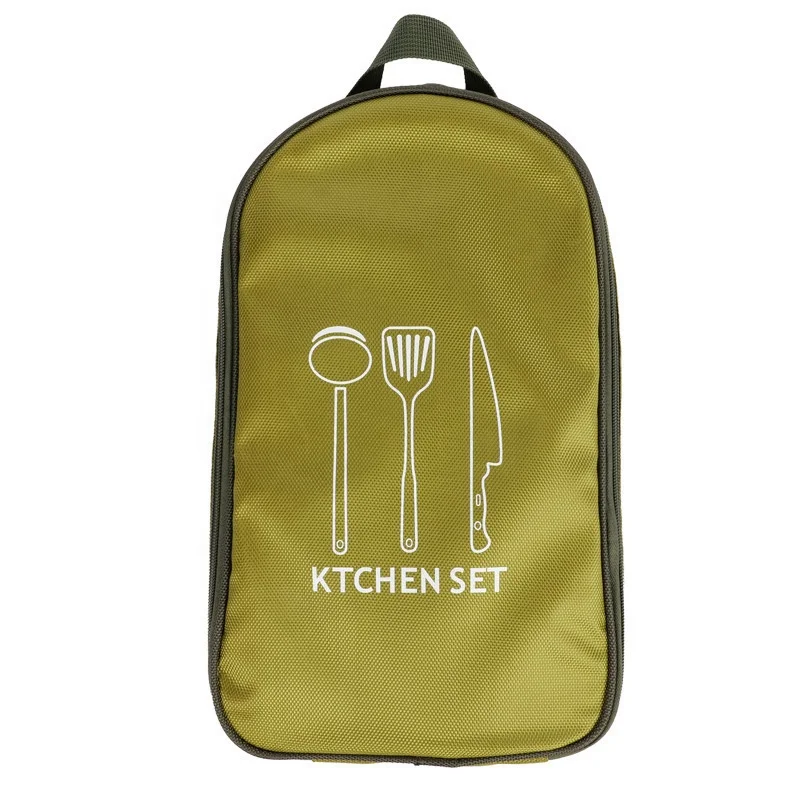 Outdoor Oxford Kitchenware Storage Bag Portable Camping Cooking Utensil Organizer BBQ Tableware Bag