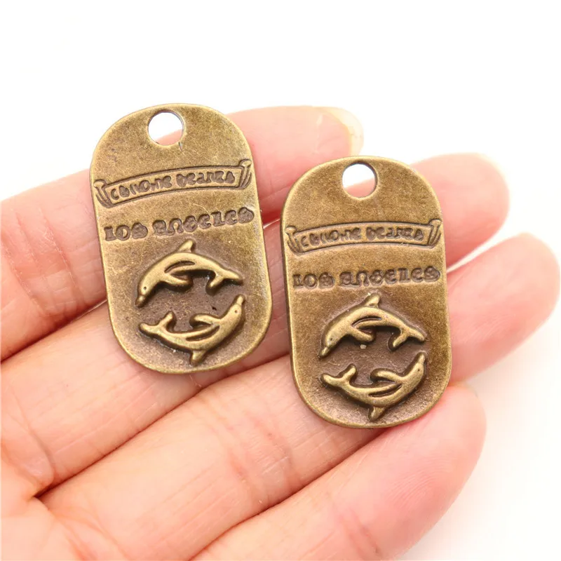 249 geqiao A1013 Antique Dolphin Pendant alloy bronze boys necklace DIY accessories wholesale