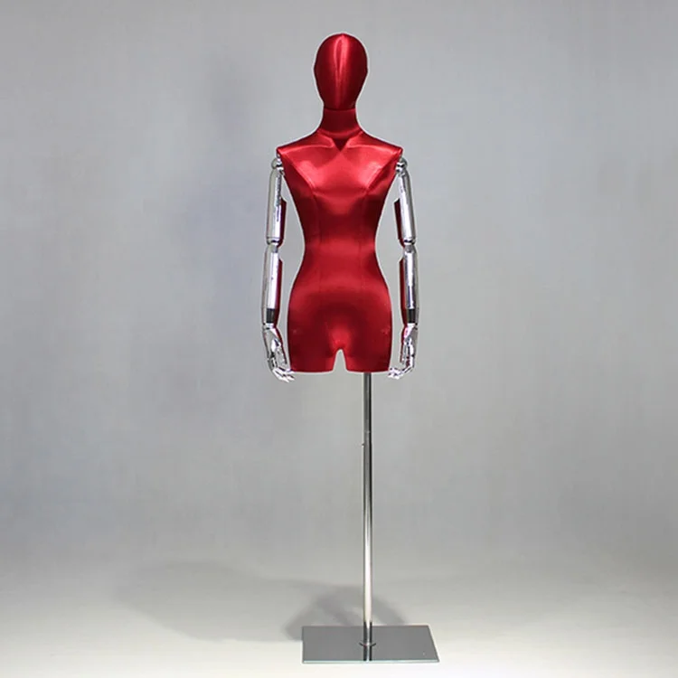 Fashion Woman Display Mannequins Female Fabric Mannequin Torso Adjustable Dress Form Dummy Half Body Mannequis With Base