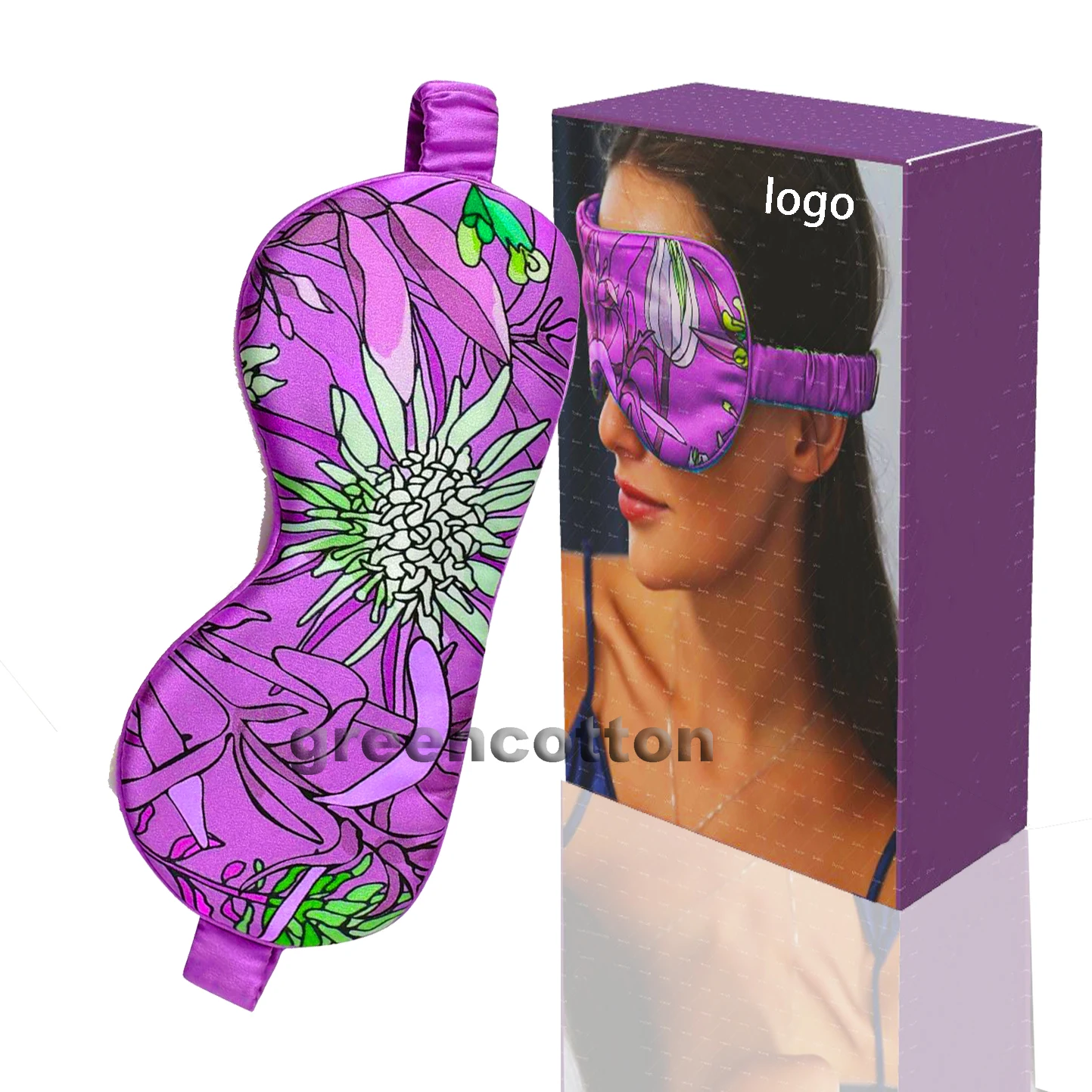 Customized logo silk eye mask Elastic band breathable lunch break sleep eye mask Stain travel soft comfortable silk eye mask