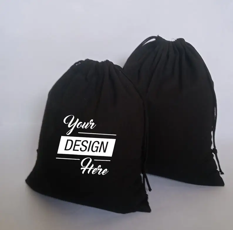 Wholesale Custom Printed Logo Promotional Reusable Eco Color Canvas Cotton Backpack Drawstring Bags Gym Bag