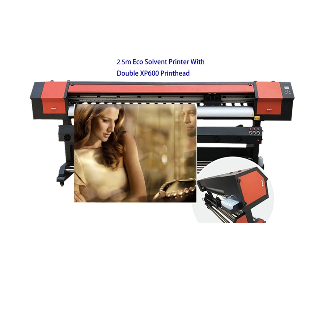 Guangzhou 2.5m Eco Solvent Printer With Double XP600 Printhead Large Format Tarpaulin Printing Machine  For Banner Label