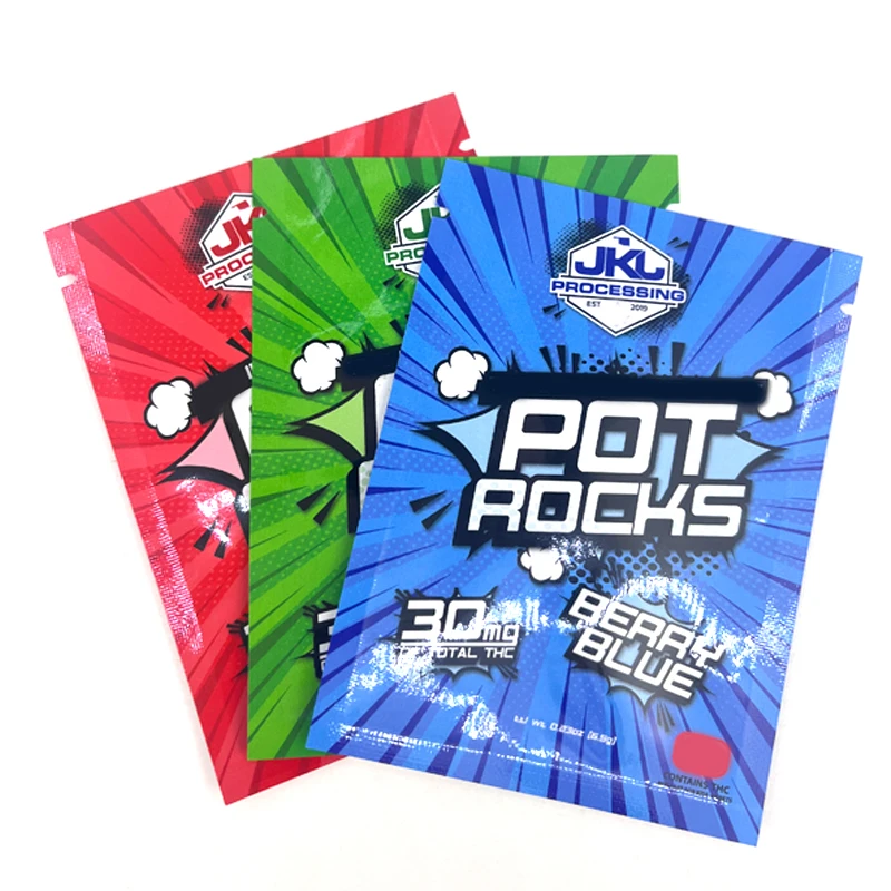 Digital Printing Custom Mylar Bag Three Sides Seal Zipper Bag For Gummies Candy Packaging Bag