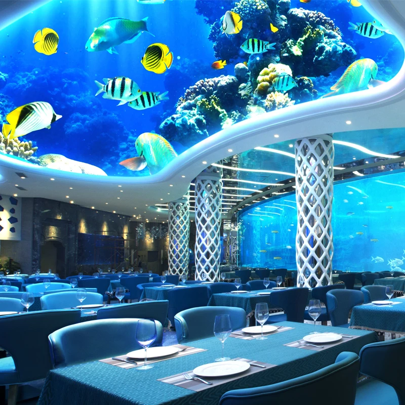 Commercial Venue Custom Luxury Modern Design Square Cylindrical Clear Acrylic Fish Tank Aquarium