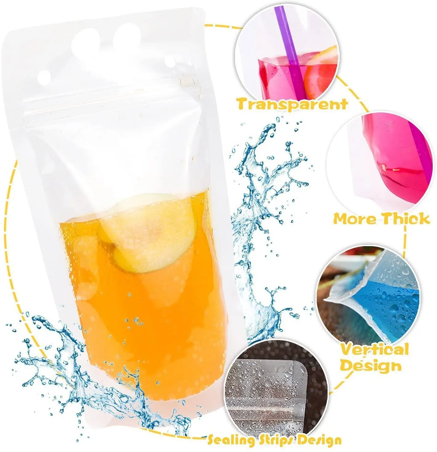 Standing Customized Juice Drink Pouch With Straw,Gravure Printing Plastic Beverage Packing Bag,Oem Bags