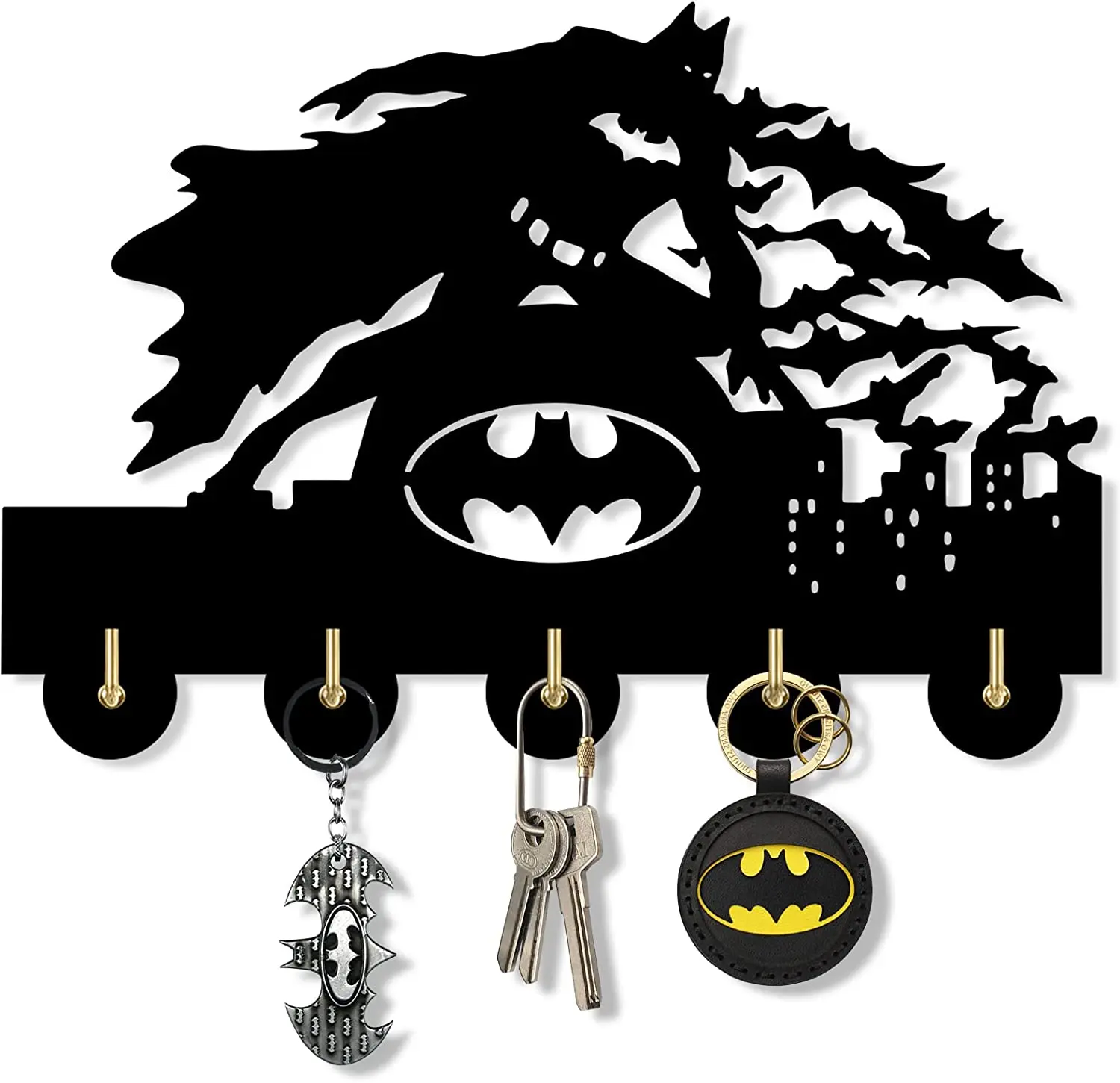 Hot Sale Coat Hooks Wall Mounted Wood Coat Hooks Bat man Gifts Key Holder for Wall Decorative