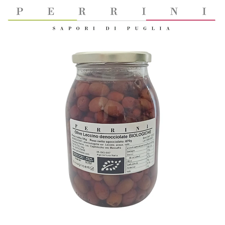 
Органические Оливки без косточек «Leccino» или Ривьера в Evo в стеклянной банке весом 1 кг 