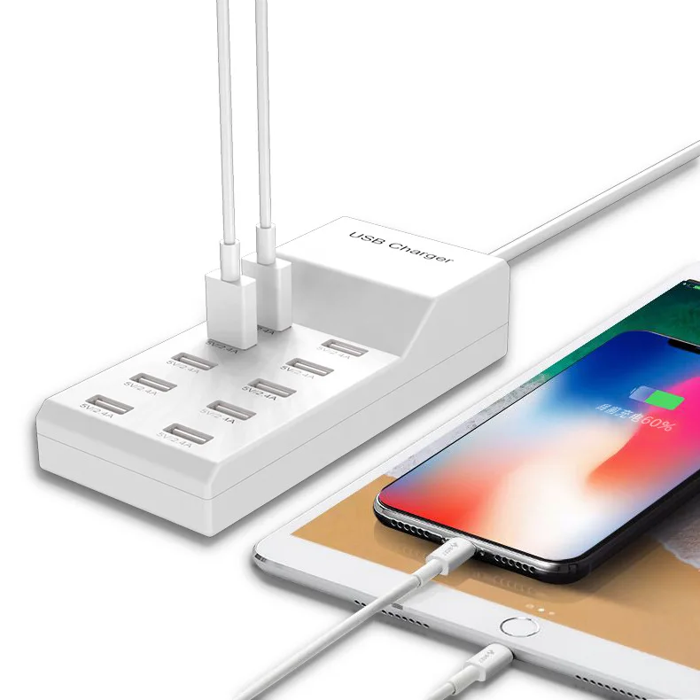 USB многопортовый зарядный кабель 5V2.4A10 порт для мобильного телефона штекер 50 Вт зарядная станция Быстрая зарядка Заводская поставка