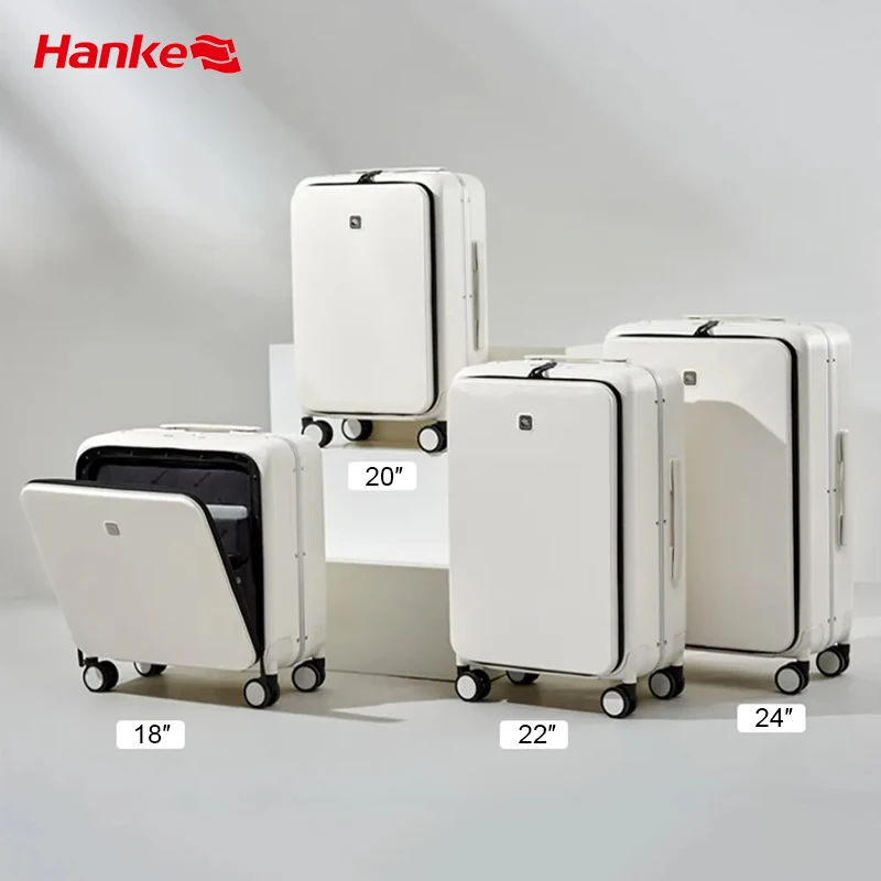 Hanke update aluminum trolley suitcase spinner wheels business travel carry on luggage suitcases