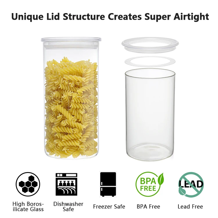 Квадратная канистра IKOO из боросиликатного стекла кофейный чай и сахар с прозрачной крышкой