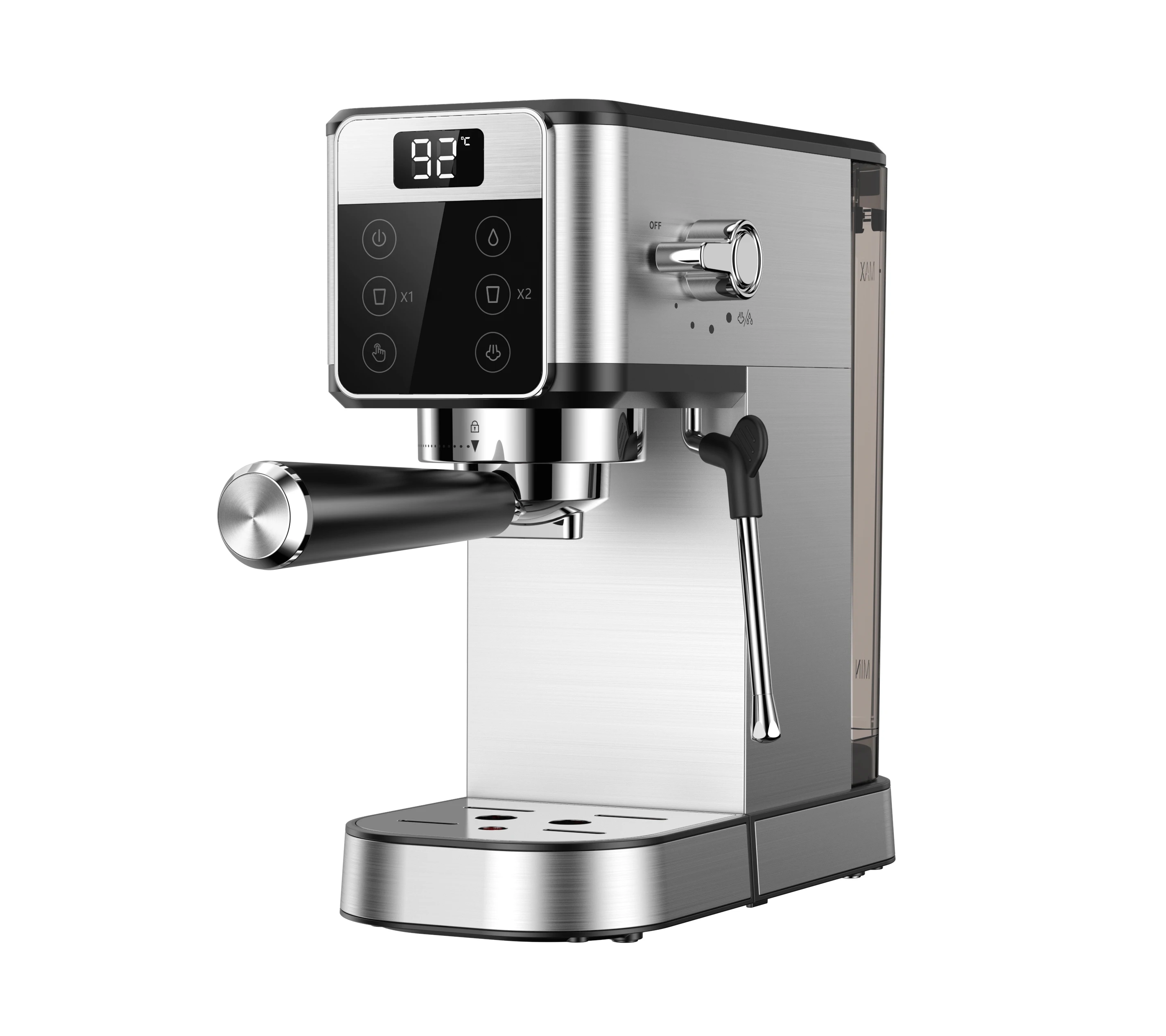 Eco Friendly Digital Button Detachable Frothing Nozzle Rotary Espresso Drip Coffee Making Machine