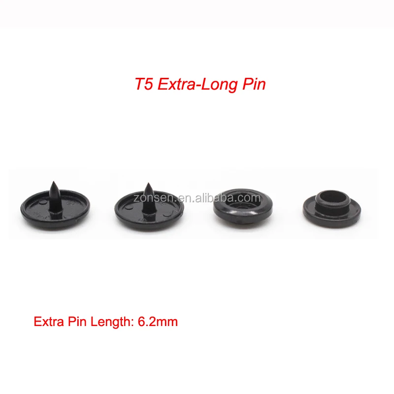 Extra Long Pin T5 Plastic Snap Buttons Size 20 Round KAM Press Snaps 4 Colors in Stock