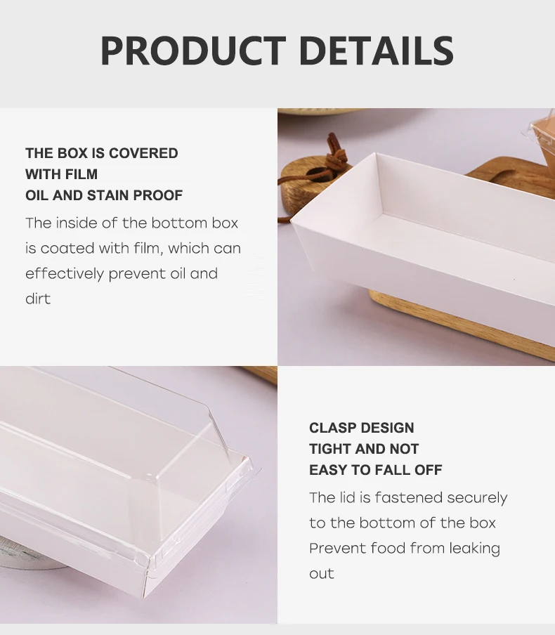 Disposable Swiss Roll Cake Containers Sandwich Boxes Bakery Food Packaging Kraft Paper Box With Clear Lids