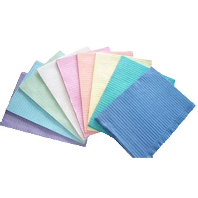 Waterproof Colorful Disposable Consumable 3ply Scarf Apron Dental Bibs