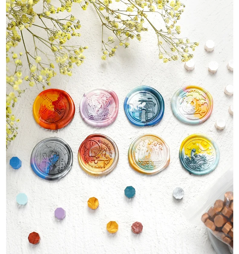 Spot Wholesale Octagon Sealing Wax Beads 100pcs In Stock New Retro Wax Seal Sticker Beads Kit Seal Stamp Granules
