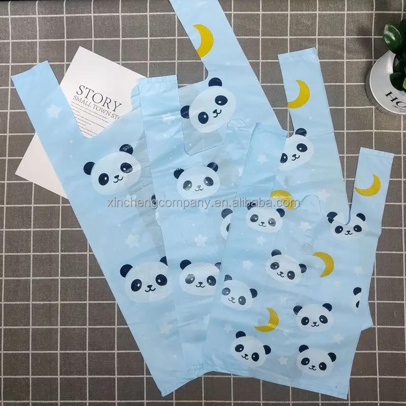 Punch Handle Corn Starch Shoppers Compostable En13432 Supermarket Door Knob Carrier Grocery Biodegradable Plastic Carry Bags