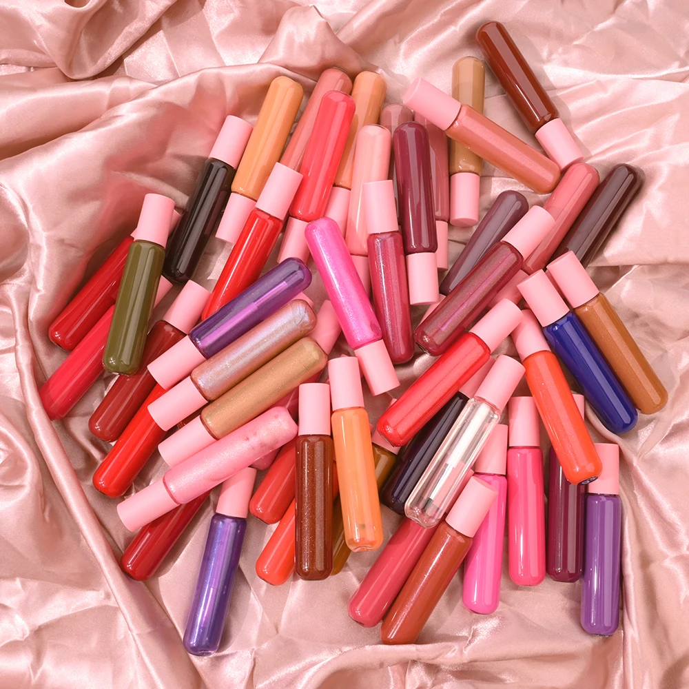 Pink Package Custom Logo Long Lasting Waterproof Mineral Glaze Blush Head Plumping Oil 42 Lip Gloss 63 Liquid Lipstick