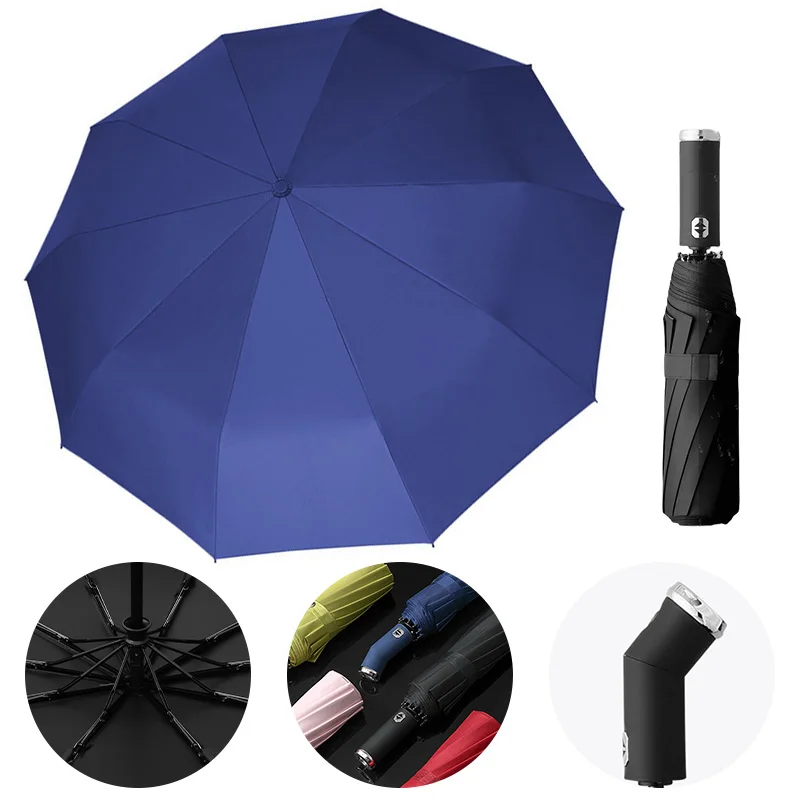 wholesale paraguas printing advertising logo sunscreen sunshade custom automatic folding umbrella led