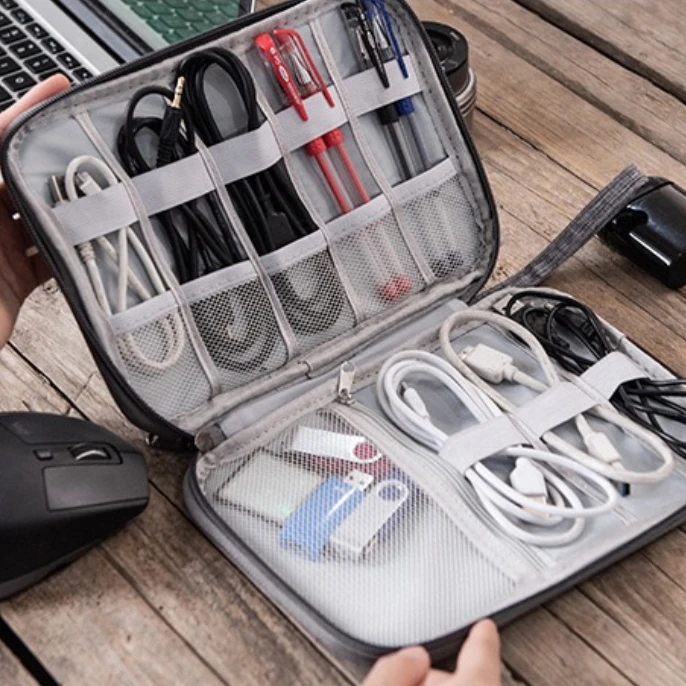 Custom cationic waterproof matte multifunctional digital bag travel portable earphone data cable storage bag