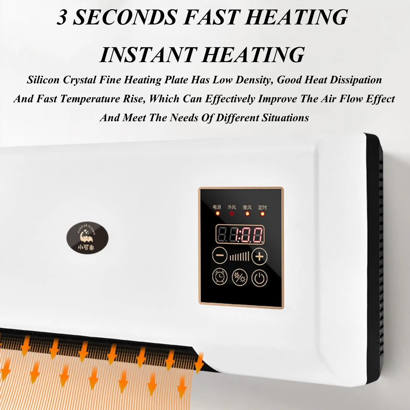 2024 Wall Mounted Heater Air Conditioner Electric Space Heater Dual Use Wide Angles Mobile Small Air Conditioner Remote Control