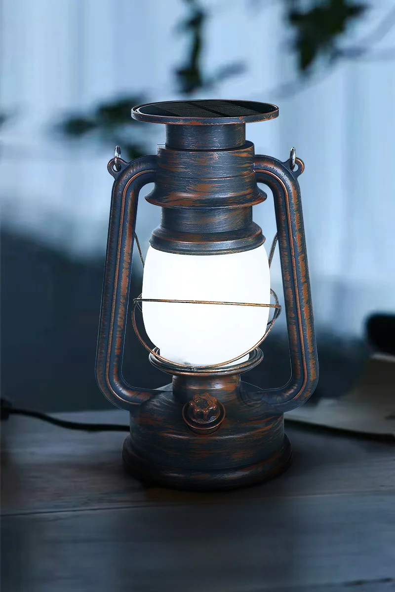 Vintage Outdoor Solar LED Camping Lantern 2 Modes Retro Style Hanging COB Bulb ABS/PC Body White Red Green Colors Garden Use