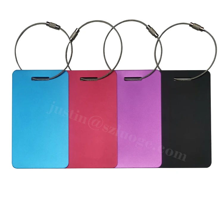 Custom Personalized Black Matte Anodized Aluminum Luggage Tag Laser Cut Blank Metal Tag for Travel Bag Parts & Accessories
