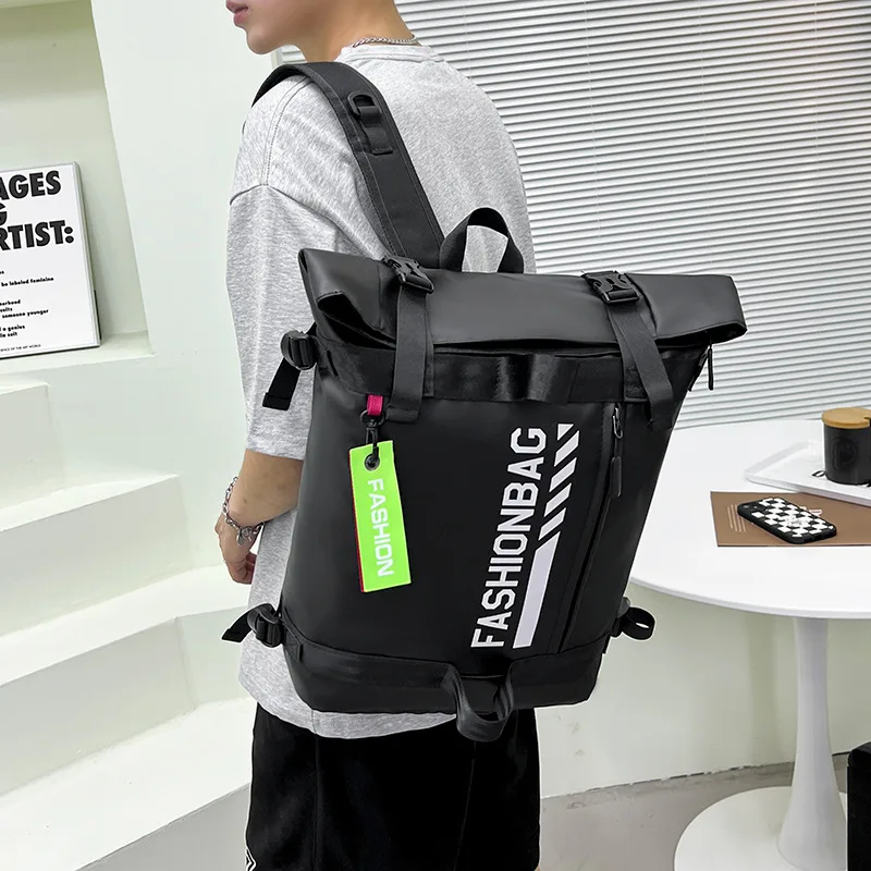 ZR192 New Student Bag with Large Capacity Printing Fashion Leather Film Waterproof Sports Outdoor Backpack for Men