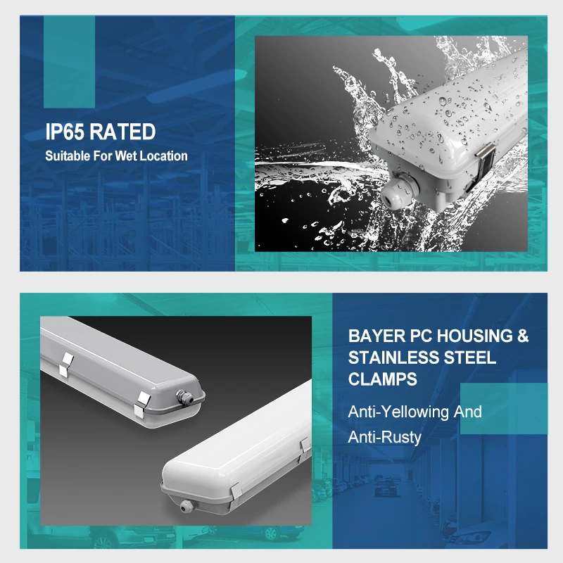 2FT 4T 8FT CCT & Power Tunable IP66 LED Triproof Lights Linear Light Led Batten Fixture