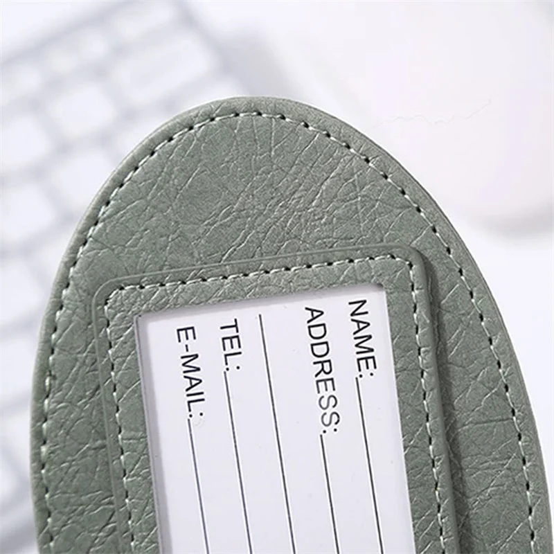 Fashion Travel Accessories Suitcase Tags Waterproof Pu Leather Luggage Tags Baggage Identifications Labels with Elastic Strap