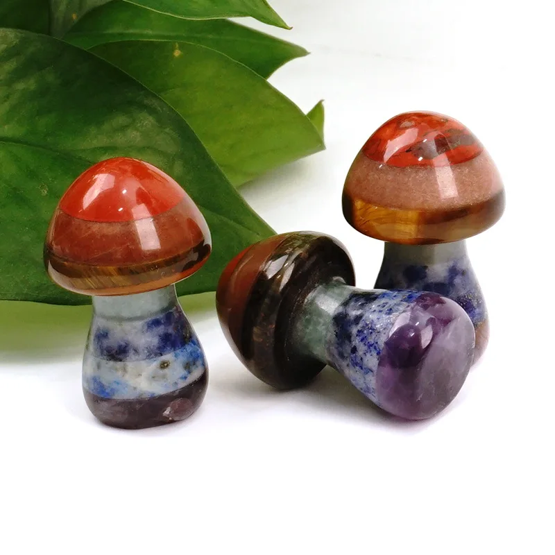 Natural Stone Cute Tiger Eye Stone Quartz Amethysts Leaf Mushroom Pendants for Jewelry Making Jade Buddha Pendant
