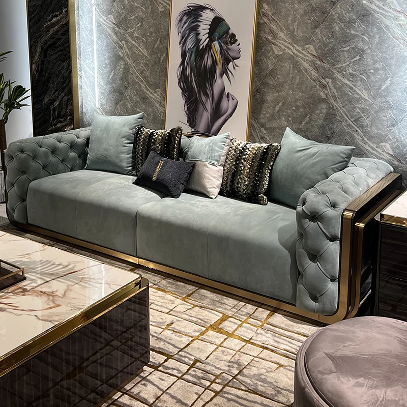 Modern luxury wooden frame upholstery velvet fabric 3 2 1 sectional sofa set for living room furniture