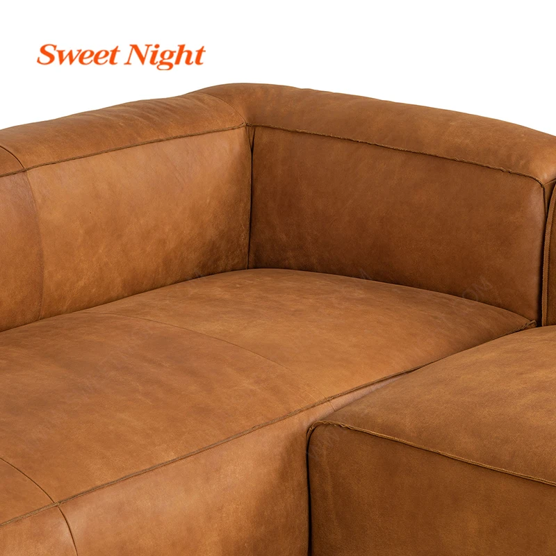  Genuine Set Modern Sectional Leathers And Couches Living Room Furniture White Leather With Crystal Buttons