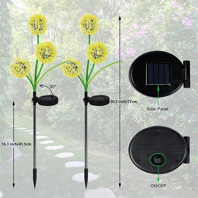 Solar Powered Dandelion Outdoor Lamps Garden Globe Dandelion Lamp Lights Stake Landscape Lamp Holiday Solar Outdoor Light