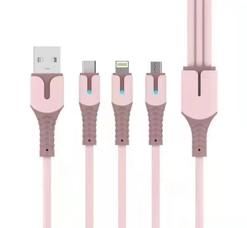 Оптовая продажа USB 3 в 1 кабель для передачи данных мобильного телефона быстрой зарядки нейлоновый