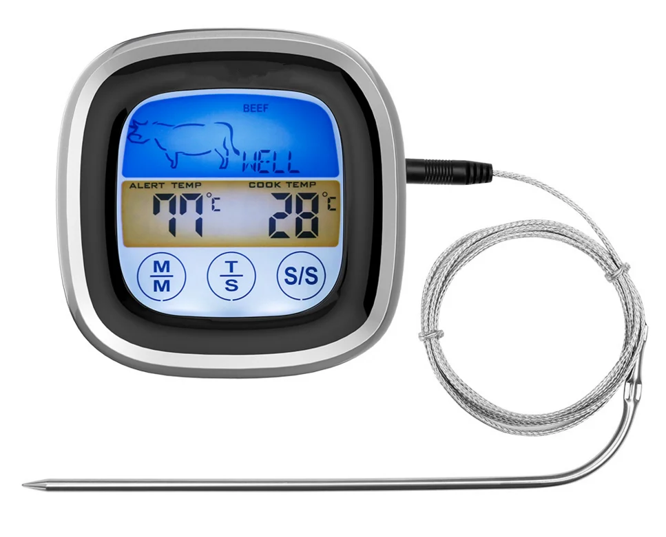 Digital Meat Thermometer Smoker Candy Food BBQ Cooking Thermometer with Smart Kitchen Timer Mode and Backlight
