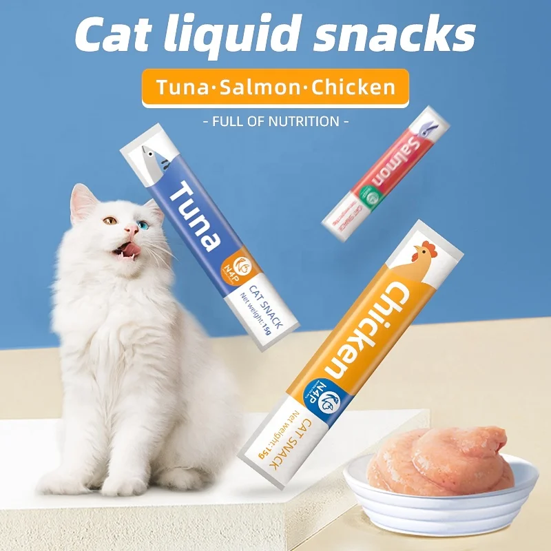 N4P оптовая продажа вкусные кошачьи закуски питательный влажный корм для кошек лакомства домашних животных натуральный тунец курица