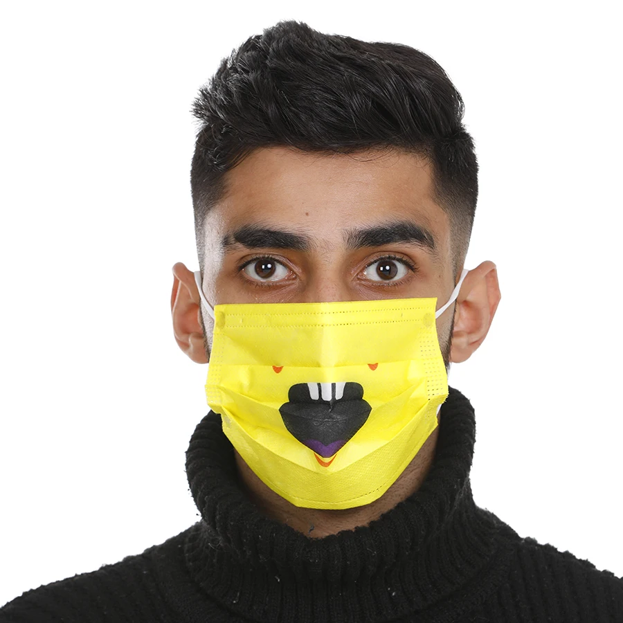 Factory Suppliers Cartoon Kids Printing Non-woven Earloop Mask Children Disposable Face Dust Outdoor Mask