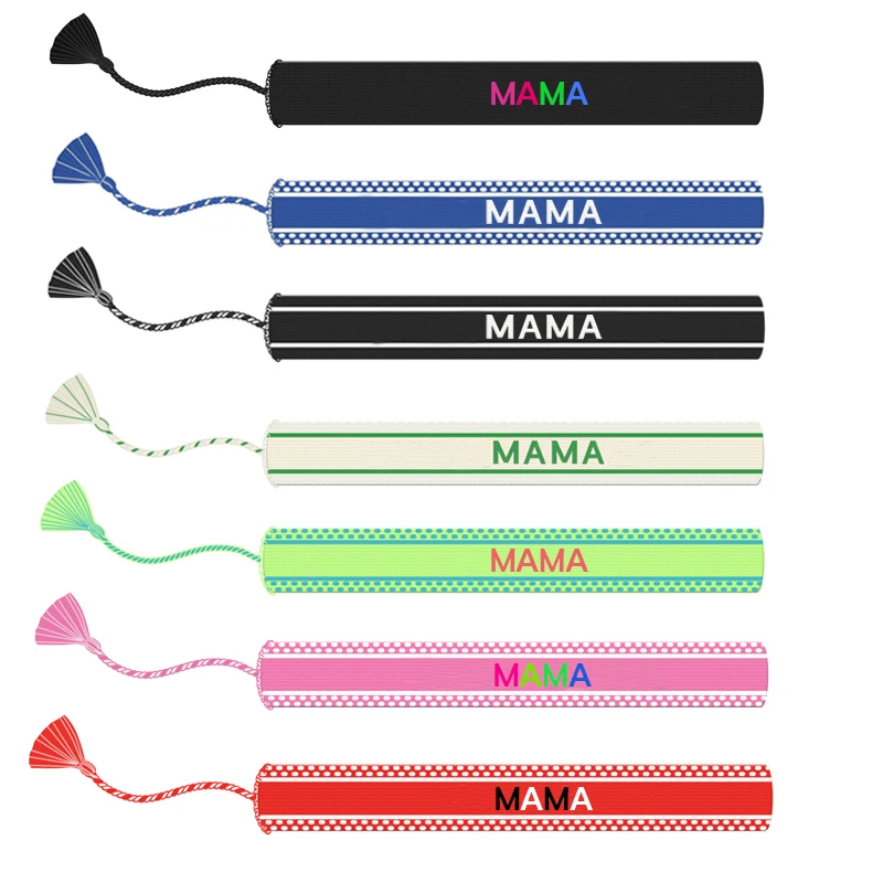 customized Design Colorful Woven name letters logo with 3D texts Handmade with embroidery friendship braided Men mama bracelet