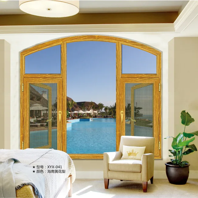 Sound insulation double tempered glass aluminum frame casement window  for home 