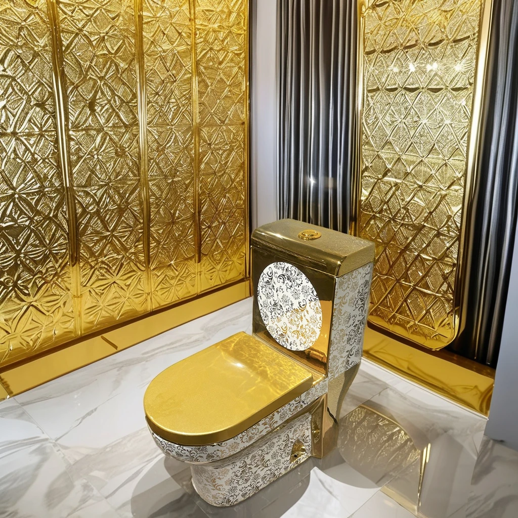 Modern Gold-Plated Sanitary Ware Bathroom Toilet New Chinese Conjoined Exported to Middle East for Hotels
